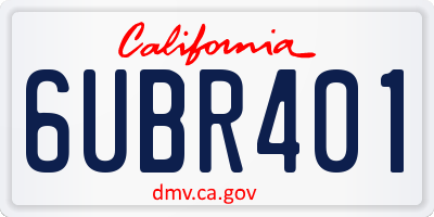 CA license plate 6UBR401