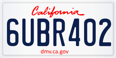CA license plate 6UBR402