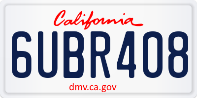 CA license plate 6UBR408