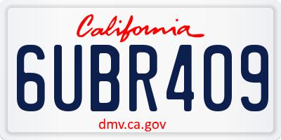 CA license plate 6UBR409