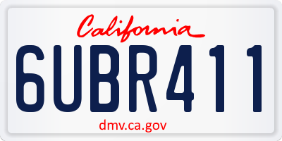 CA license plate 6UBR411
