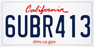 CA license plate 6UBR413