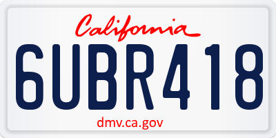 CA license plate 6UBR418