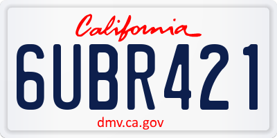 CA license plate 6UBR421