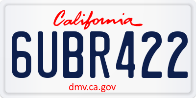CA license plate 6UBR422