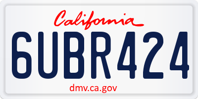 CA license plate 6UBR424