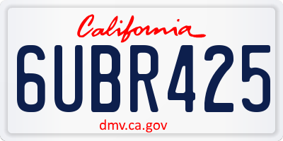 CA license plate 6UBR425