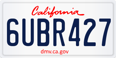 CA license plate 6UBR427