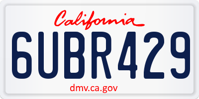 CA license plate 6UBR429