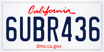 CA license plate 6UBR436