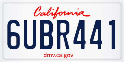 CA license plate 6UBR441