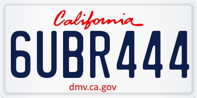 CA license plate 6UBR444