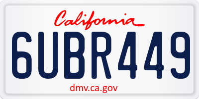 CA license plate 6UBR449