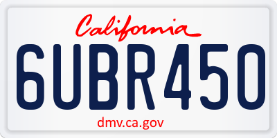 CA license plate 6UBR450