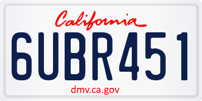 CA license plate 6UBR451