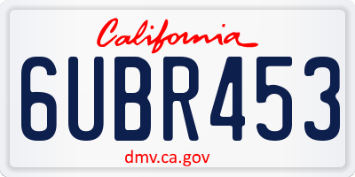 CA license plate 6UBR453