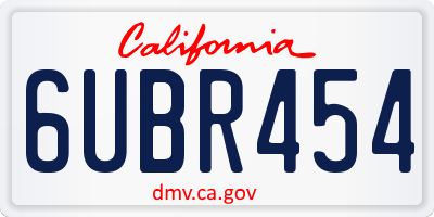 CA license plate 6UBR454