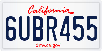 CA license plate 6UBR455