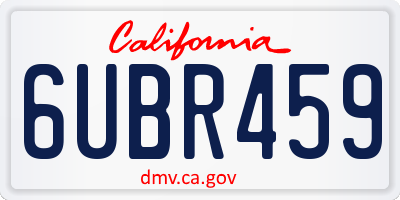 CA license plate 6UBR459