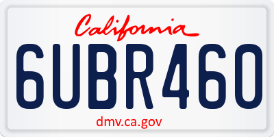 CA license plate 6UBR460