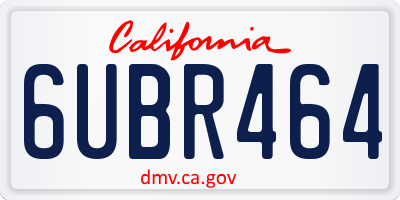 CA license plate 6UBR464