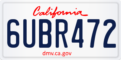 CA license plate 6UBR472