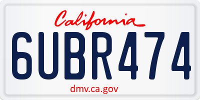 CA license plate 6UBR474