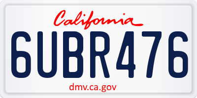 CA license plate 6UBR476