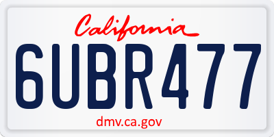 CA license plate 6UBR477