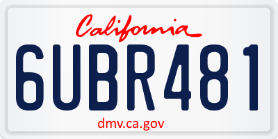 CA license plate 6UBR481