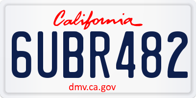 CA license plate 6UBR482