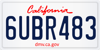 CA license plate 6UBR483