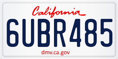 CA license plate 6UBR485