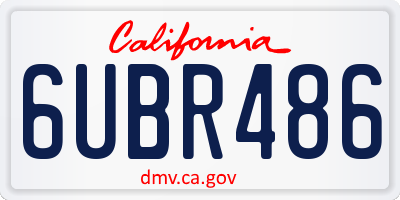 CA license plate 6UBR486