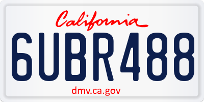 CA license plate 6UBR488
