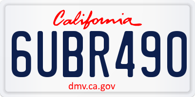CA license plate 6UBR490