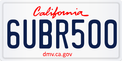 CA license plate 6UBR500