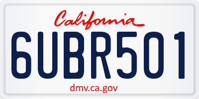 CA license plate 6UBR501