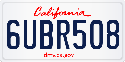 CA license plate 6UBR508