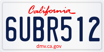 CA license plate 6UBR512