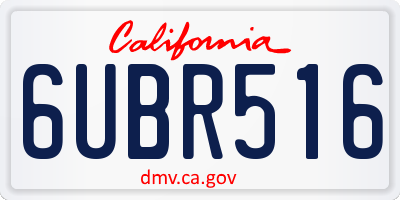 CA license plate 6UBR516