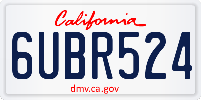CA license plate 6UBR524