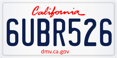 CA license plate 6UBR526