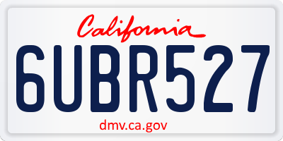 CA license plate 6UBR527