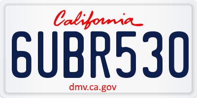 CA license plate 6UBR530