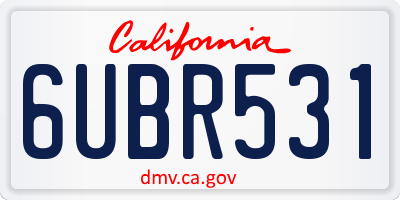 CA license plate 6UBR531