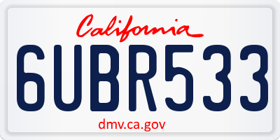 CA license plate 6UBR533