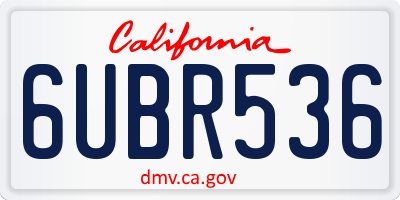 CA license plate 6UBR536