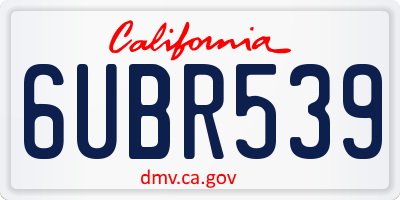 CA license plate 6UBR539