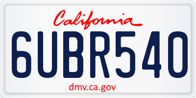 CA license plate 6UBR540